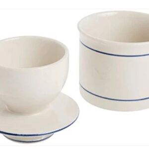 Norpro Butter Keeper Storage Kitchen Counter Top Glazed Stoneware Blue White New